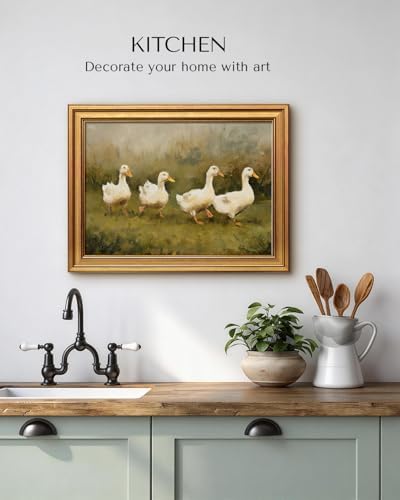 VIYYIEA Vintage White Ducks Oil Painting Wall Art, 12X16 Inch - Image 4
