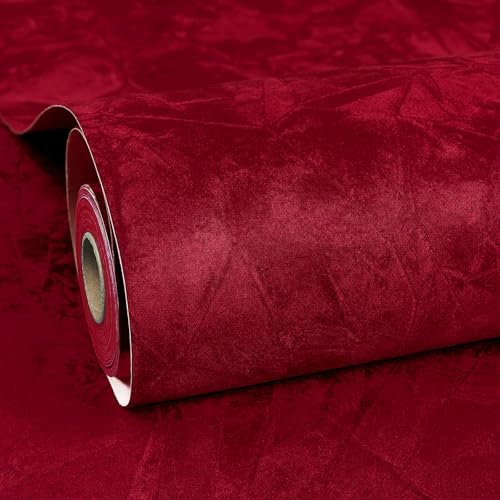 ReWallpaper Red Wallpaper Peel and Stick Textured Dark Red Velvet Wall Paper by ReWallpaper