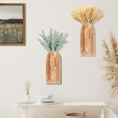 Dnnnii 2 Pack Wooden Wall Vase Set - Image 5