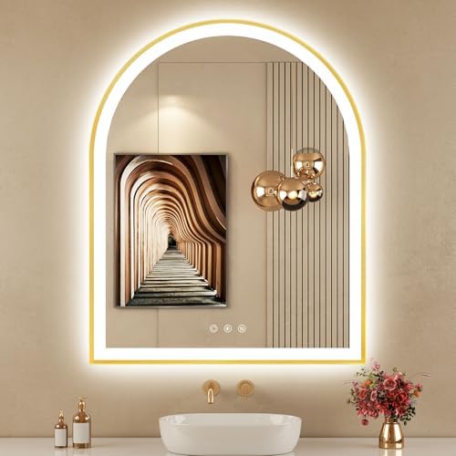 30"x36" Arched LED Lighted Bathroom Mirror by OUMUSUMIRROR