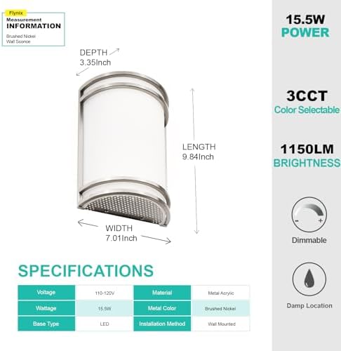 Indoor Wall Sconce, Half Cylinder Wall Light Fixture, 3000K 4000K 5000K Color - Image 5
