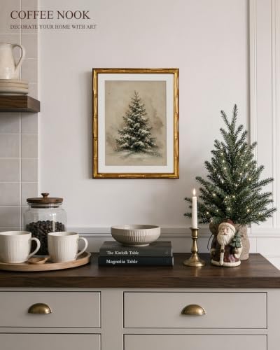 InSimSea Gold Bamboo Framed Wall Art, Retro Christmas Tree Prints - Image 5