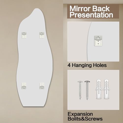 Niccy Wavy Full Length Mirror, Irregular Wall-Mounted Mirror - Image 2