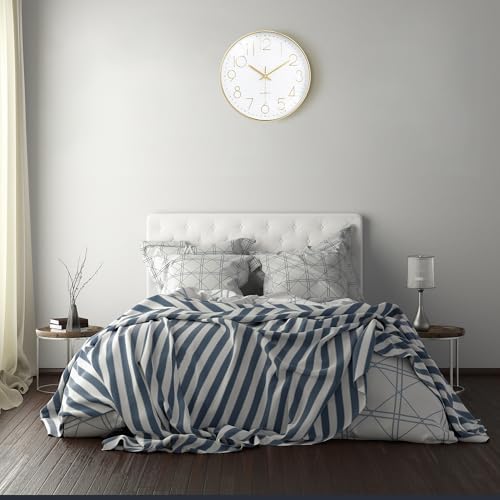 Lafocuse 12 inch Modern Analog White and Gold Wall Clock Battery Operated - Image 3