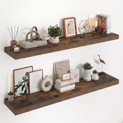 Acovy 48in Floating Shelves, 3D Textured Wood Grain, 1.5"x9.25" Extra Deep by Acovy