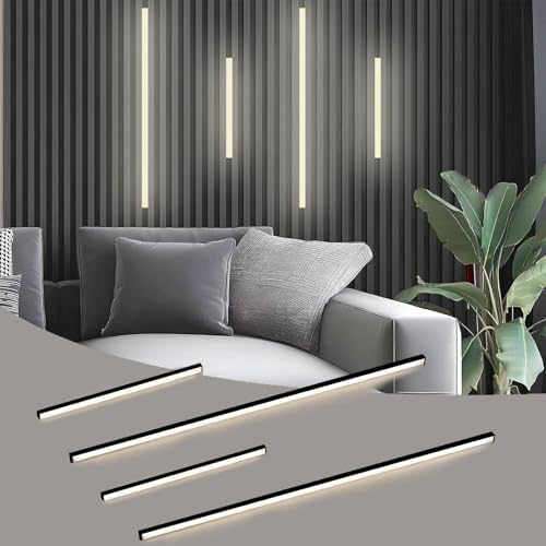 LED Wall Panel Lights Black, Dimmable Wood Slat Wall Panel Strip Light 4PCS by Besseto
