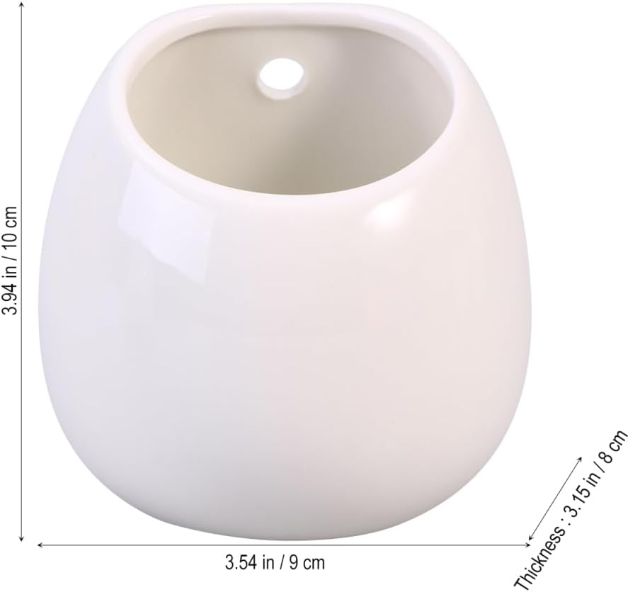 HOMSFOU 2-Pack Hanging Ceramic Planters Whiteware Pots - Image 4