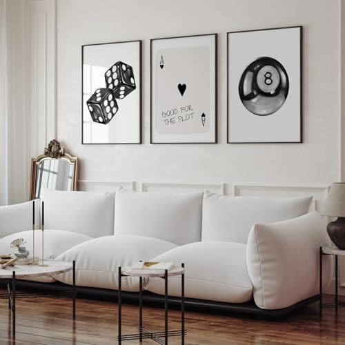 Black White Aesthetic Wall Art Decor 8 Ball Canvas Poster Y2k Cool Dice - Image 5