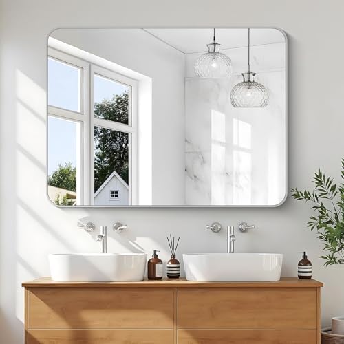 KOCUUY Silver Bathroom Mirror, 48x36 Inch Large Bathroom Mirror - Image 2