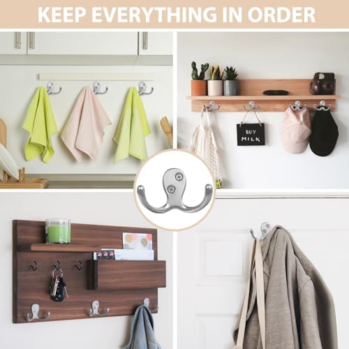 Homanu 180 Pack Coat Hooks, Heavy Duty Double Prong Coat Hooks Wall Mounted - Image 2