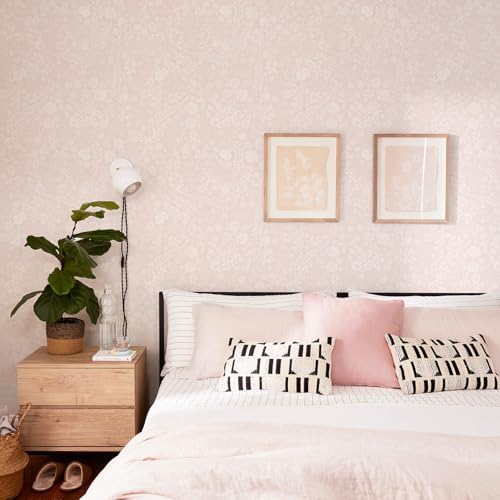 Guvana Pink and White Peel and Stick Wallpaper Floral Wallpaper Slef Adhesive - Image 3