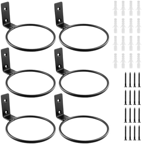 Jiozermi 6 Pack 4 inch Flower Pot Holder Ring, Wall Mounted Black by Jiozermi