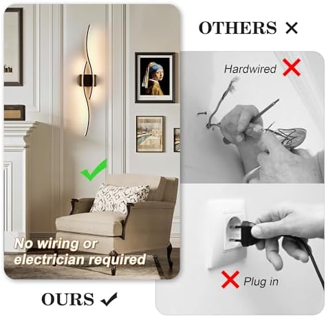 KARTOOSH Wireless Wall Sconces Set of 2, Dimmable LED Sconce - Image 2