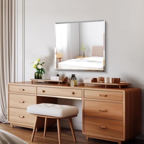 CILIBER Beveled Mirror, 24x24 inch Frameless Bathroom Mirrors - Image 2