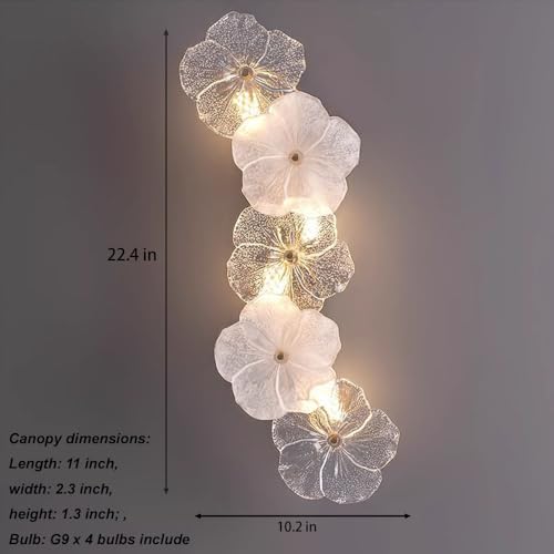 Fandian 22.4" Flower Shape Glass Wall Lamp, Modern Vintage Rustic Lighting - Image 2