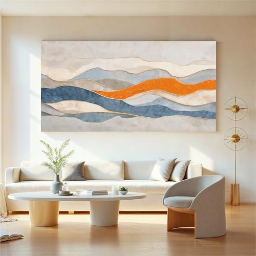 Large Blue And White Abstract Wall Art - Image 3