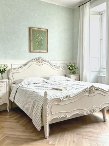 Guvana Sage Green and White Peel and Stick Wallpaper Floral Wallpaper Slef - Image 4