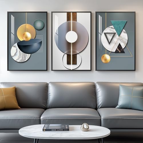 Framed Modern Wall Art for Living Room, 3 Piece 16x24 In by Cuspin