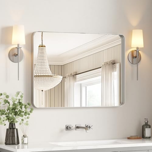 USHOWER Brushed Nickel Bathroom Mirror 30"x40" by USHOWER