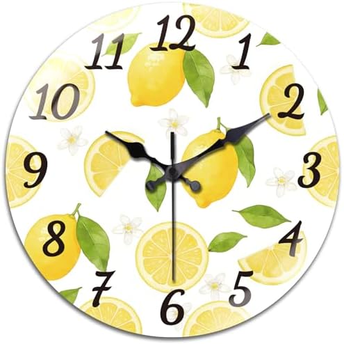 peacoblue Lemon Wall Clocks Battery Operated by PEACOBLUE