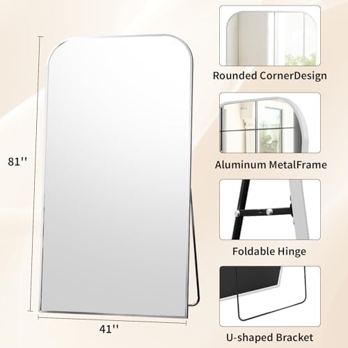 Oversized Full Length Mirror 81"x41" Arched Floor Standing Mirror - Image 5