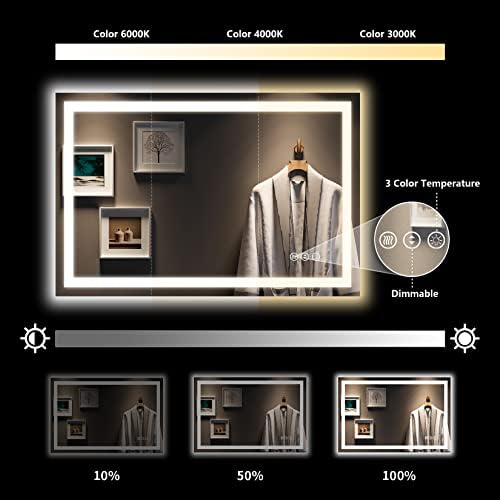48x32 LED Bathroom Mirror with Lights, Lighted Vanity Mirror - Image 4