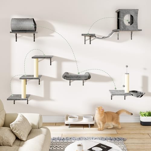 7-in-1 Cat Wall Shelves, Space-Saving Wall Mounted Cat Shelves - Image 3