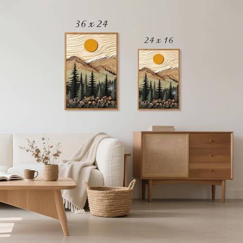 CHDITB Mountain Landscape Framed Canvas Wall Art Set, Forest Nature Wall Decor - Image 5