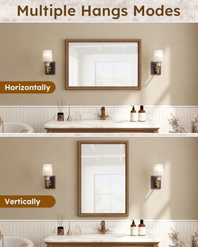 Axeman 24x36 Wood Wall Mirror, Rustic Bathroom Mirror, Vintage Wall Mounted - Image 4