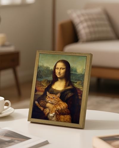 Funny Mona Lisa Cat Wall Art, Vintage Renaissance Mona Lisa Holding Orange - Image 4