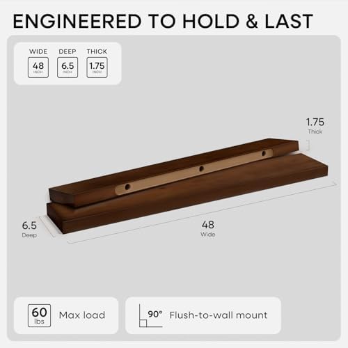 Homeforia 48 Inch Floating Shelves, High-End Solid Pine Wood - Image 2