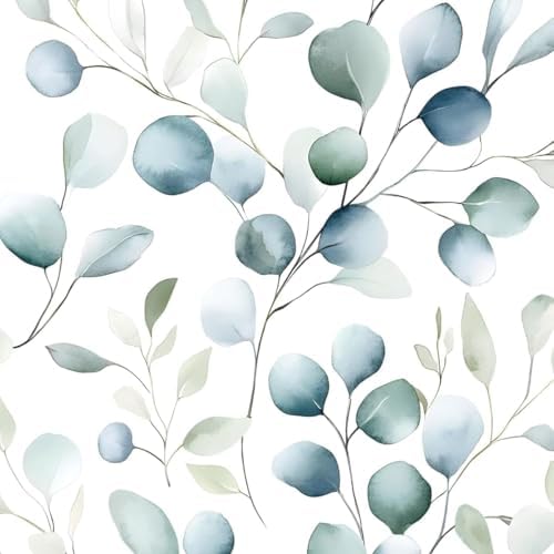 Danodoi Blue Green Vintage Leaf Peel and Stick Wallpaper 17.5" x 118" by DANODOI