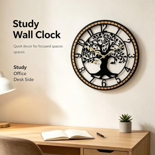 Large Wall Clock for Living Room Decor 24 Inch Tree of Life Metal Wall Art - Image 6