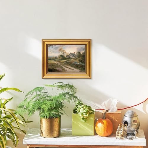 KBKBART Gold Framed Wall Art, Country Field House Path Canvas Prints - Image 4