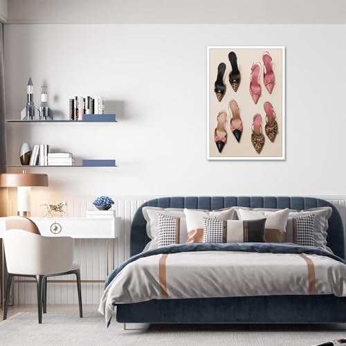 Pink Heel Leopard Posters Trendy Bow Leopard Heels Canvas Wall Art Coquettish - Image 5