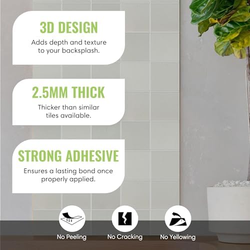 Select 5 Pack Peel and Stick Backsplash Square Tiles, 12x12 in, Stone White - Image 2
