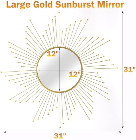 Large Gold Sunburst Mirror - Image 3