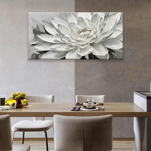 TAIJXAGSG Canvas Art Wall Decor lotus Print Paintings Flower White Wall Art - Image 4