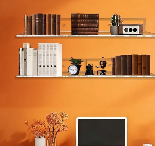 4 Inch 4PCS Clear Acrylic Floating Wall Shelves, Small Floating Shelves - Image 6