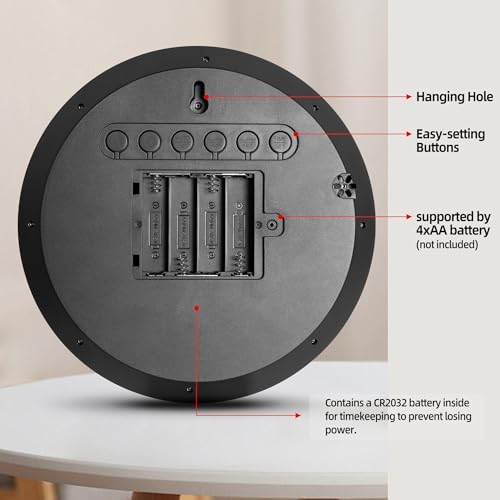 8" Round LCD Digital Wall Clock Battery Operated - Image 6