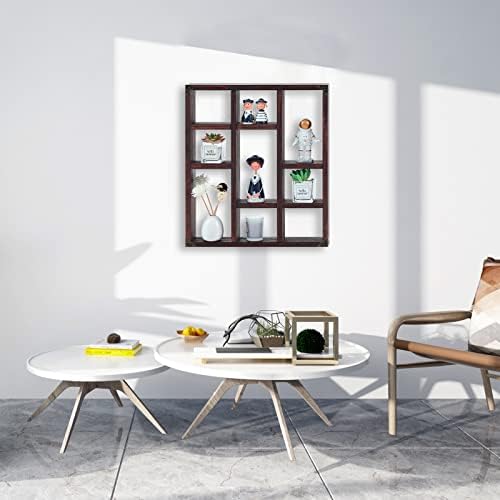 17.7x15.7-Inch Shadow Box Shelf 9-Slot Rustic Floating Shelves Larger Wall - Image 6
