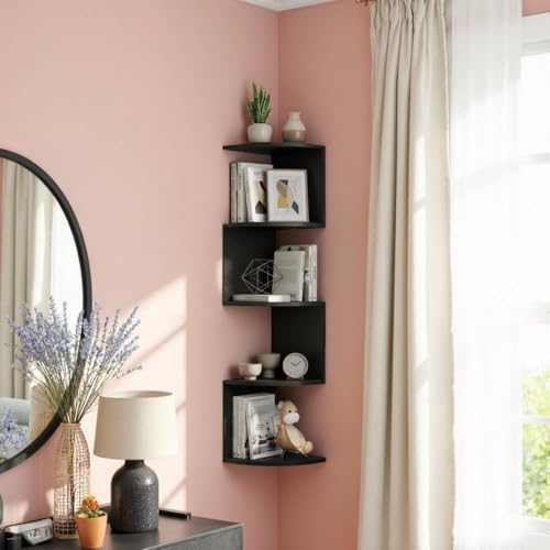 5-Tier Corner Shelf, Floating Corner Shelf Wall Mounted by HUHUJIA