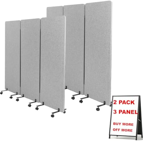 66in 3 Panel+3 Panel Soundproof Room Divider, Acoustic Office Divider by YASRKML