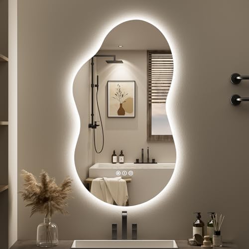 20x36 Asymmetrical LED Mirror for Bathroom Lighted Vanity Mirror by Awandee