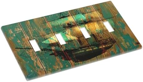 Light Switch Covers Rustic Green Wood Grain Sailboat Quad Toggle 4 Gang Wall - Image 3