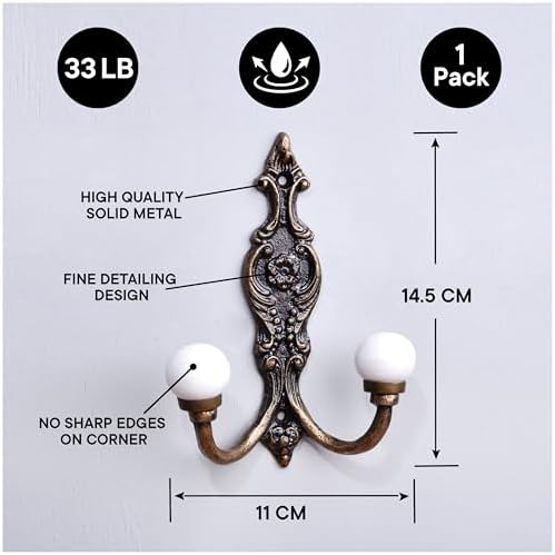 Indian Shelf 1 Piece White Ceramic Double Wall Hooks - Image 3