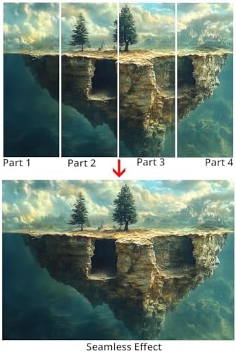 Earth Toned Feature Wall Mural Wallpaper Floating Rock Island Trees Surreal - Image 5