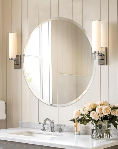 Frameless Round Wall Mirror: Modern Glass Mirror 23.6x23.6 inch - Image 5