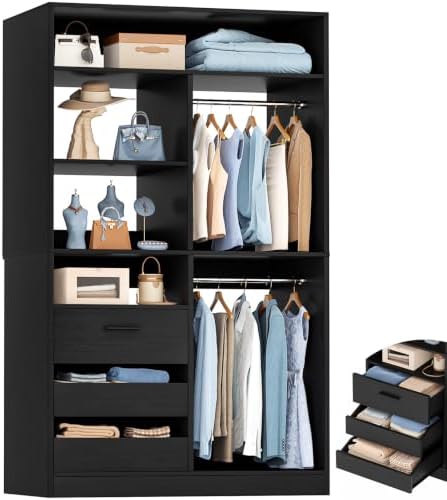 iSunirm 3FT Closet System with 6 Shelves, Wood Walk-in Closet with Closed & 2 by iSunirm