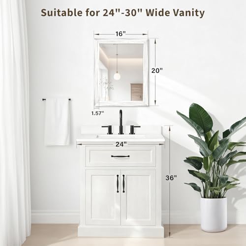 White Wood Effect Framed Wall Mirror, 16x20 Rectangle Mirror - Image 2